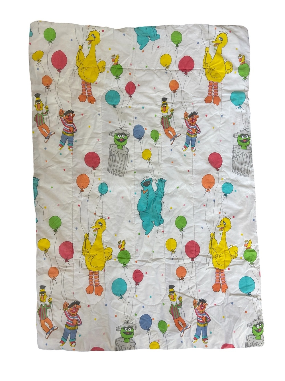 Vintage 90s Sesame Street Toddler Bed Comforter Blanket 41x58 inches